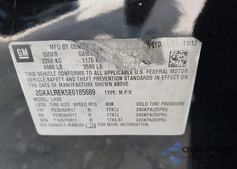 2014 GMC Terrain Sle-2 from USA, damaged, VIN 2GKALREK5E6185689